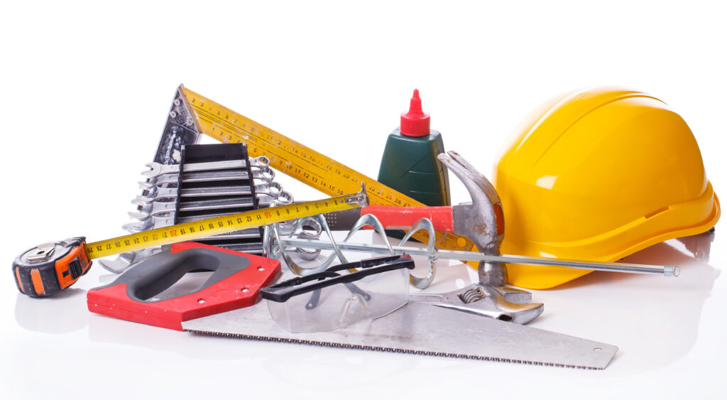 Workshop, repair. Tool set on the table