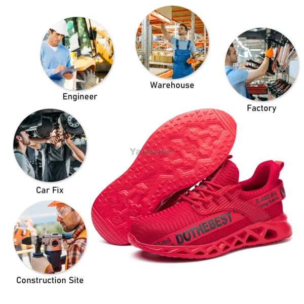 Steel Toe Safety Shoes for Men Women Lightweight Work Sneakers Puncture Proof Work Shoes Unisex Coustruction Safety Work Boots - Image 5