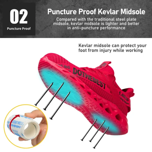 Steel Toe Safety Shoes for Men Women Lightweight Work Sneakers Puncture Proof Work Shoes Unisex Coustruction Safety Work Boots - Image 3