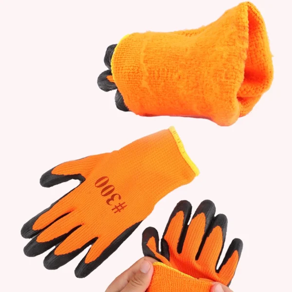 1Pair Winter Waterproof Work Safety Thermal Gloves Anti-Slip Grip Rubber Garden Gloves For Worker Builder Hands Protection - Image 5