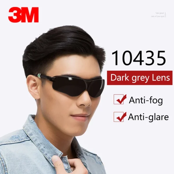3M 10435 Safety Grey Goggles Glasses Anti-UV Sunglasses Anti-Fog Shock proof Anti-Dust Goggles Work Sport Protective Eyewear - Image 4