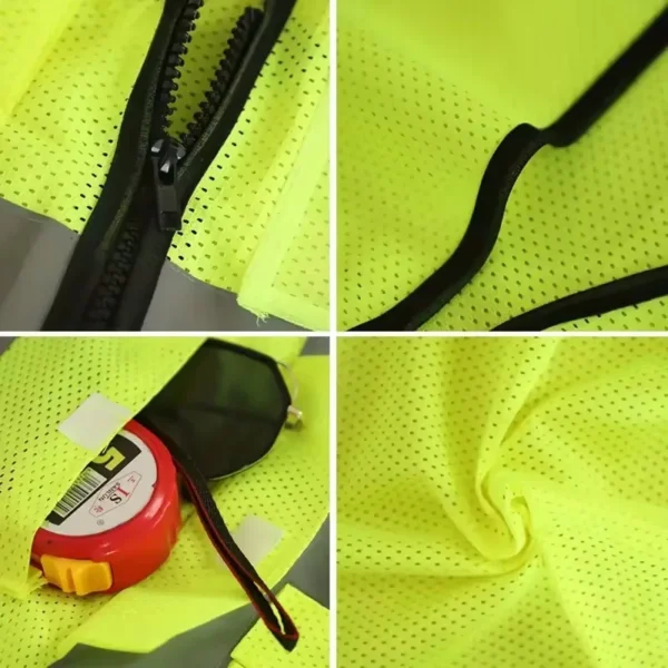 Summer Unisex Safety Vest with Pockets and Zipper Durable Mesh Material Ideal for Construction Outdoor Workers - Image 5