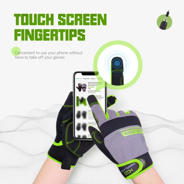 HANDLANDY Work safety Gloves, Utility Safety Mechanic Working Gloves Touch Screen, Flexible Breathable Yard Work Gloves - Image 5