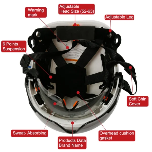 CE Construction Safety Helmet With Visor Built In Goggles For Engineer ABS Hard Hat ANSI Industrial Work Cap Head Protection New - Image 6