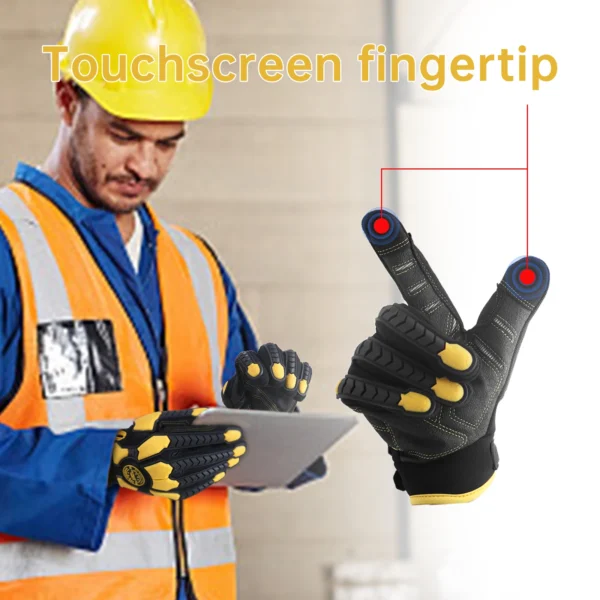 HANDLANDY Heavy Duty Work Gloves, Cut 6 Safety Impact Protection Working Gloves Anti-abrasion Touch Screen Mechanics Gloves - Image 3