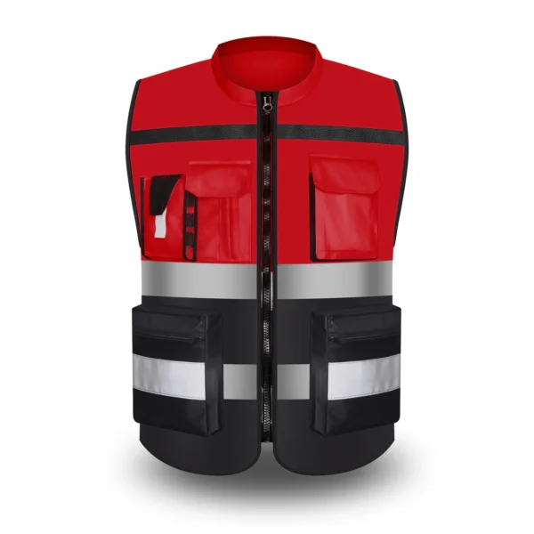 Custom LOGO Safety Vest for Men Work Vest with Pockets and Zipper Safety Construction Two Tone Workwear Vest Volunteer Uniform - Image 7
