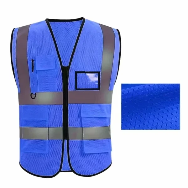 Summer Unisex Safety Vest with Pockets and Zipper Durable Mesh Material Ideal for Construction Outdoor Workers - Image 10