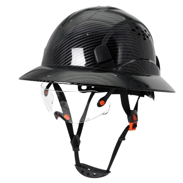 CE Carbon Fiber Full Brim Safety Helmets with Goggles Anti-Collision Construction Hard Hat ANSI Engineer Breathable Work Cap - Image 11