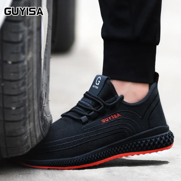 GUYISA men's safety shoes with steel toe caps, anti smashing and anti piercing rubber soles, wear-resistant and soft, long weari - Image 3