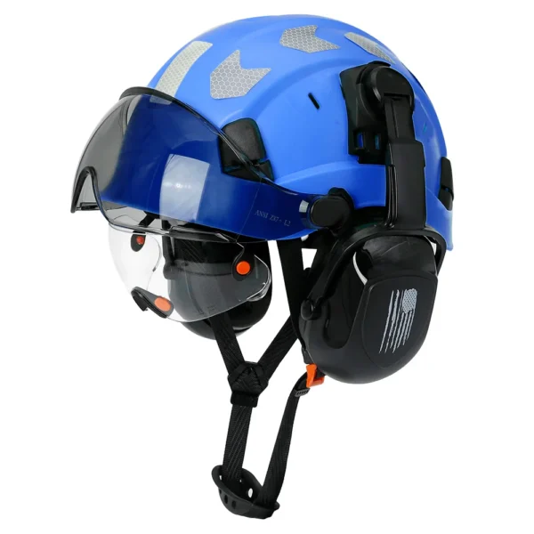 CE Construction Safety Helmet With Visor Built In Goggles Earmuffs Reflective Stickers For Engineer ABS Hard Hat ANSI Industrial - Image 14