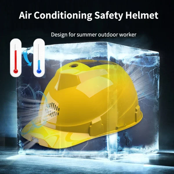 Solar Fan Construction Safety Helmet with 2 Fans Air Condition LED Headlight Rechargeable Battery Power Bank Solar Panel Vents - Image 2