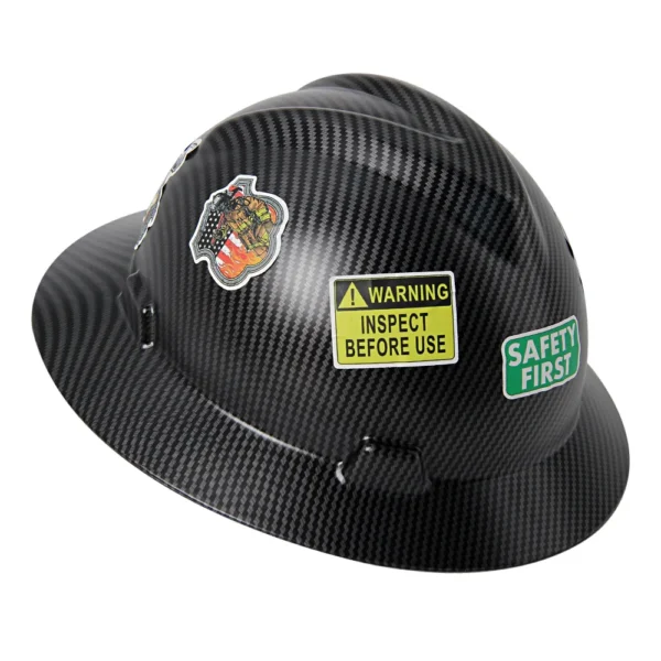Full Brim Safety Helmet Construction Work Cap Lightweight ABS Protective Hard Hat ANSI Hard Hat w/ 50Pcs Waterproof DIY Stickers - Image 2