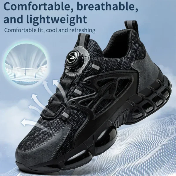 New Rotating Button Work Sneakers Safety Shoes Men Steel Toe Shoes Work Protective Men Boots Indestructible Shoes Puncture-Proof - Image 4