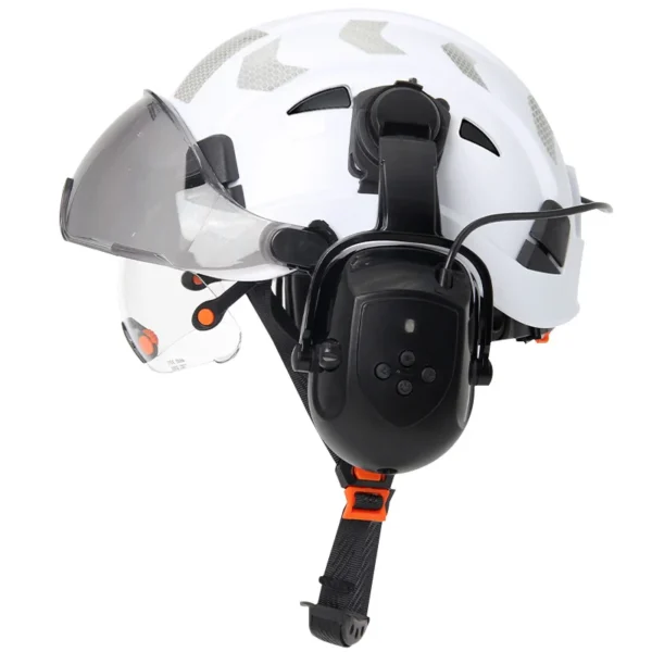 Construction Safety Helmet With Bluetooth 5.0 Noise Reduction Earmuffs For Engineer ABS HardHat with Visors  Industrial Hat ANSI - Image 8