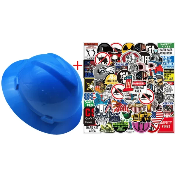 Full Brim Safety Helmet Construction Work Cap Lightweight ABS Protective Hard Hat ANSI Hard Hat w/ 50Pcs Waterproof DIY Stickers - Image 11