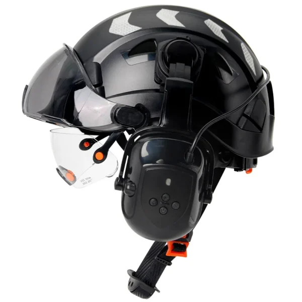 Construction Safety Helmet With Bluetooth 5.0 Noise Reduction Earmuffs For Engineer ABS HardHat with Visors  Industrial Hat ANSI - Image 7