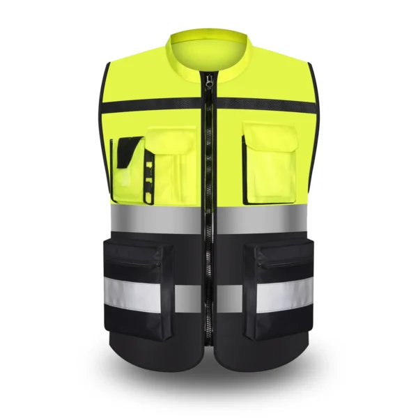 Custom LOGO Safety Vest for Men Work Vest with Pockets and Zipper Safety Construction Two Tone Workwear Vest Volunteer Uniform - Image 8