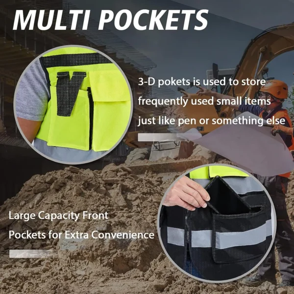 Custom LOGO Safety Vest for Men Work Vest with Pockets and Zipper Safety Construction Two Tone Workwear Vest Volunteer Uniform - Image 4