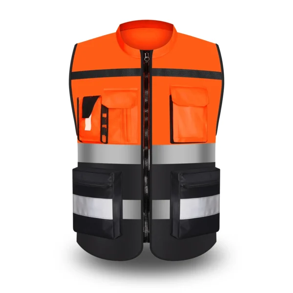 Custom LOGO Safety Vest for Men Work Vest with Pockets and Zipper Safety Construction Two Tone Workwear Vest Volunteer Uniform - Image 14