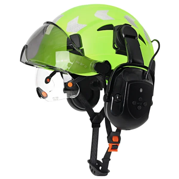 Construction Safety Helmet With Bluetooth 5.0 Noise Reduction Earmuffs For Engineer ABS HardHat with Visors  Industrial Hat ANSI - Image 12