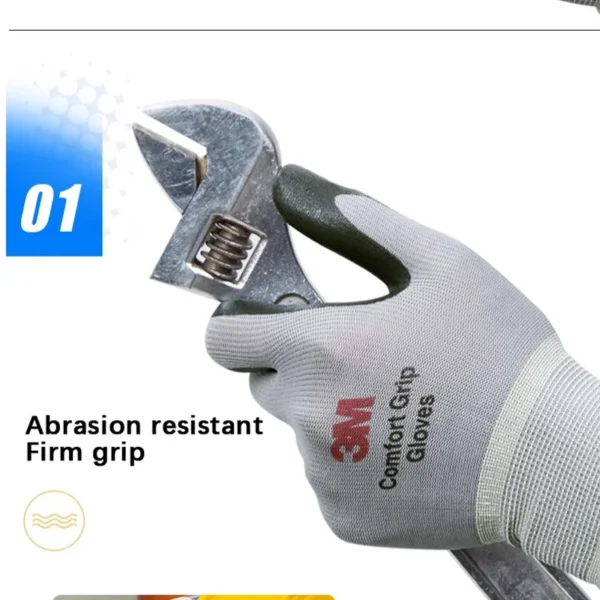 3M Gloves Anti-slip, Wear-resistant, Carrying, Work Nitrile Dipped Rubber Protective Gloves Breathable - Image 2
