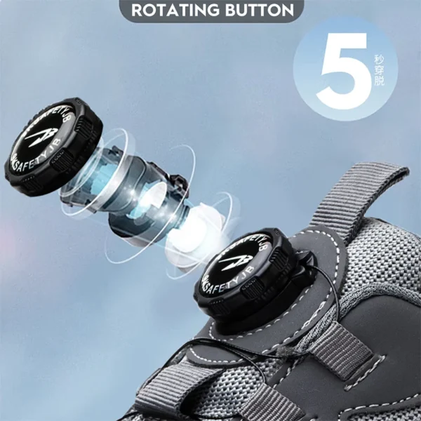 Rotating Button New Safety Shoes Men Anti-smash Anti-puncture Work Shoes Fashion Men Sport Shoes Security Protective Boots Men - Image 3