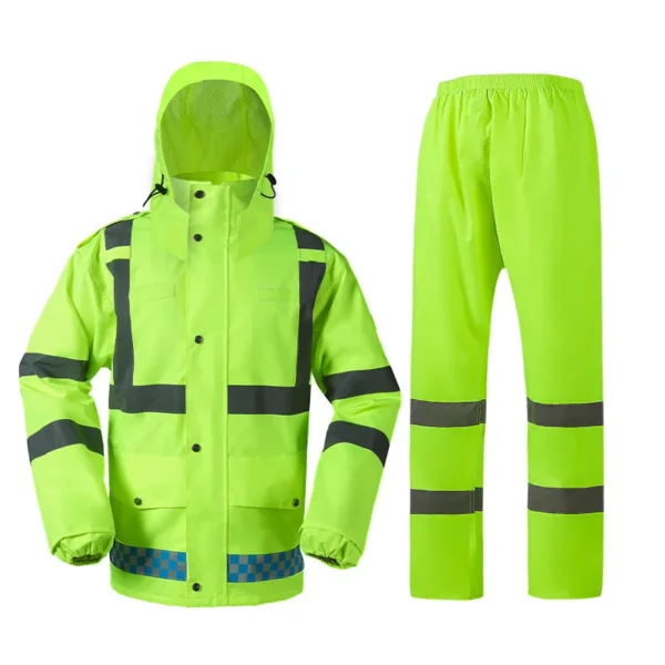 Reflective Raincoat Rainpants Set Traffic Health Patrol Outdoor Mountaineering Split Safety Waterproof Cloak Rain Gear Raincoat - Image 5