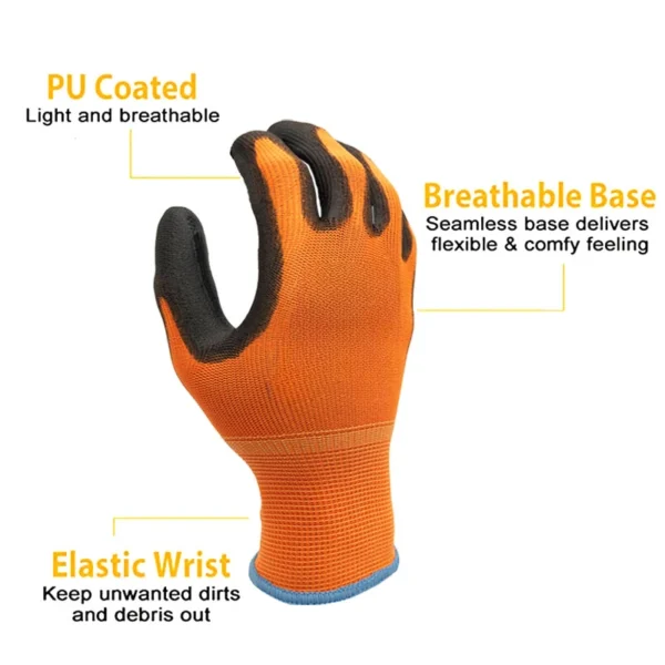 Coating Safety Protective Glove 12 Pairs Work Gloves For PU Palm Coating Safety Protective Glove - Image 2
