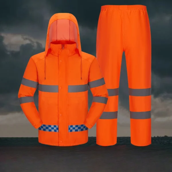 Reflective Raincoat Rainpants Set Traffic Health Patrol Outdoor Mountaineering Split Safety Waterproof Cloak Rain Gear Raincoat - Image 7