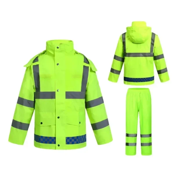 Reflective Raincoat Rainpants Set Traffic Health Patrol Outdoor Mountaineering Split Safety Waterproof Cloak Rain Gear Raincoat - Image 4
