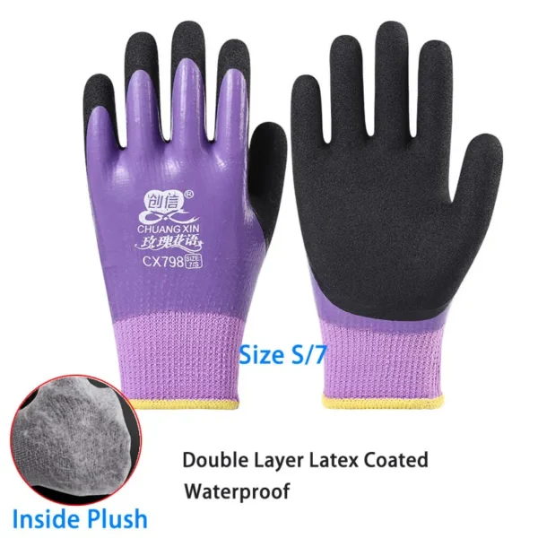 1Pair Winter Waterproof Work Safety Thermal Gloves Anti-Slip Grip Rubber Garden Gloves For Worker Builder Hands Protection - Image 7