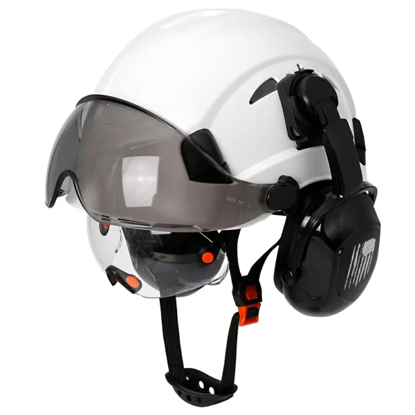 CE Construction Safety Helmet With Visor Built In Goggle Earmuffs For Engineer Hard Hat ANSI Industrial Work Cap Head Protection - Image 7