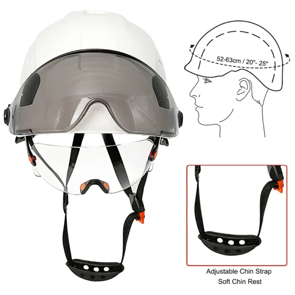 CE Construction Safety Helmet With Visor Built In Goggle Earmuffs For Engineer Hard Hat ANSI Industrial Work Cap Head Protection - Image 3