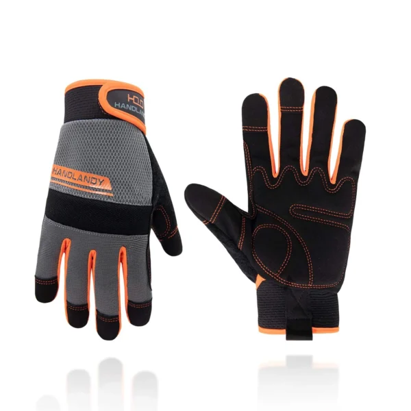 HANDLANDY Work safety Gloves, Utility Safety Mechanic Working Gloves Touch Screen, Flexible Breathable Yard Work Gloves - Image 2