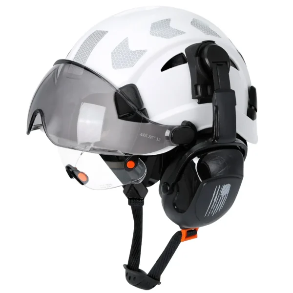 CE Construction Safety Helmet With Visor Built In Goggles Earmuffs Reflective Stickers For Engineer ABS Hard Hat ANSI Industrial - Image 12