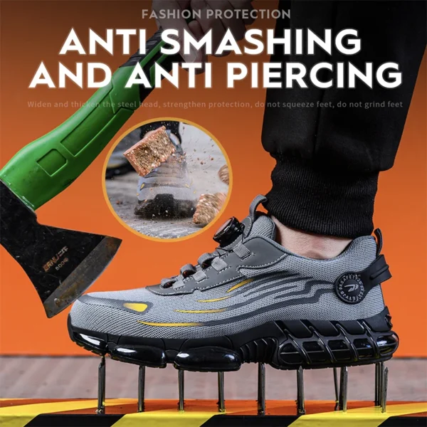 Rotary Buckle Work Safety Shoes For Men and Women Air Soft Sole Lightweight Protective Work Sneakers Men Breathable Boots - Image 4