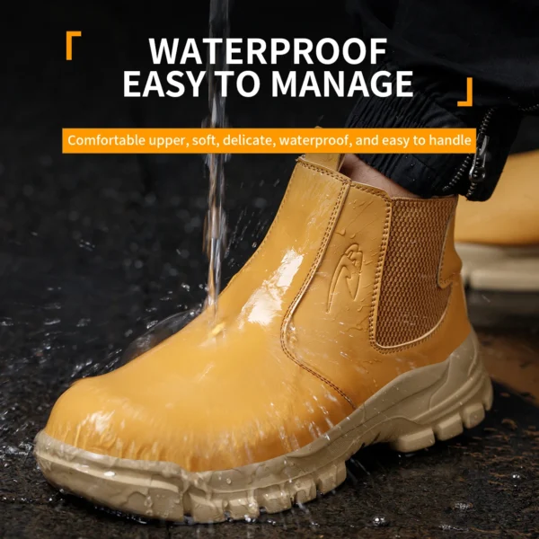 Waterproof Men's Safety Work Boots Steel Toe Shoes Anti Impact And Anti-Puncture Outdoor Adventure Hiking Tactical Boots - Image 4