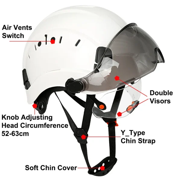 CE Construction Safety Helmet With Visor Built In Goggles For Engineer ABS Hard Hat ANSI Industrial Work Cap Head Protection New - Image 5