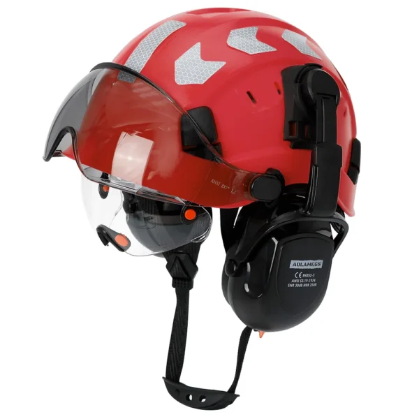 CE Construction Safety Helmet With Visor Built In Goggles Earmuffs Reflective Stickers For Engineer ABS Hard Hat ANSI Industrial - Image 17