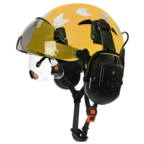 Construction Safety Helmet With Bluetooth 5.0 Noise Reduction Earmuffs For Engineer ABS HardHat with Visors  Industrial Hat ANSI - Image 10