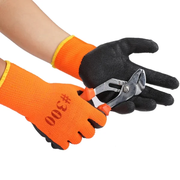 1Pair Winter Waterproof Work Safety Thermal Gloves Anti-Slip Grip Rubber Garden Gloves For Worker Builder Hands Protection - Image 4