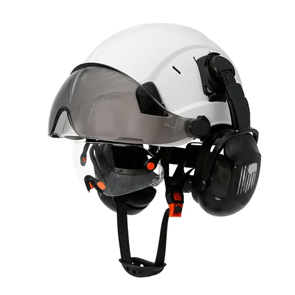 CE Construction Safety Helmet With Visor Built In Goggle Earmuffs For Engineer Hard Hat ANSI Industrial Work Cap Head Protection - Image 15
