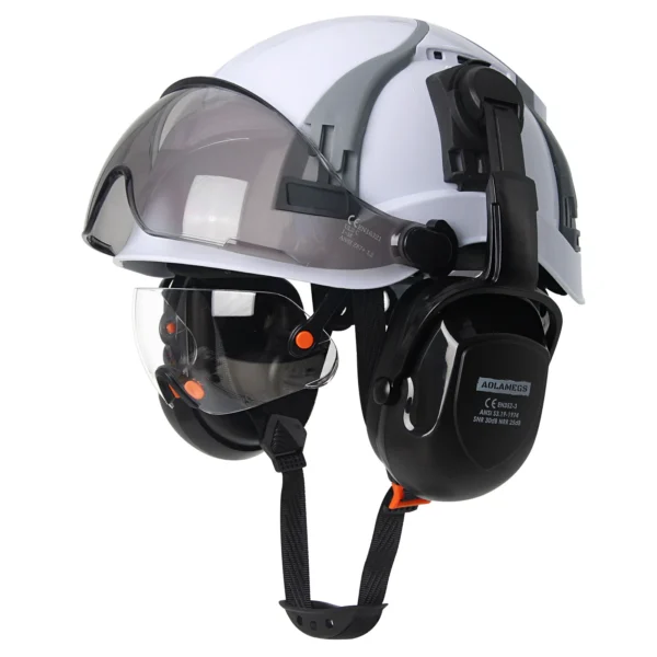 CE Safety Cap w/ Adjustable Vent Slot Visor Built In Goggles Earmuffs ABS Safety Helmet ANSI Construction Engineer Work Hat New - Image 7