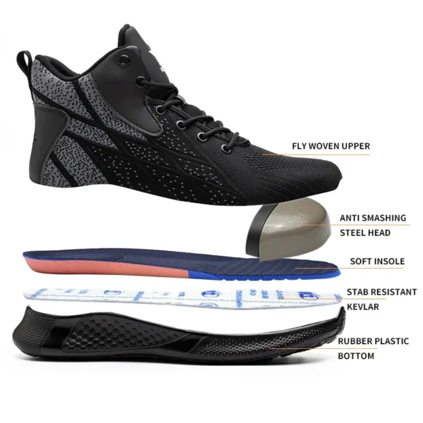 Man Safety Boots High top Safety Shoes Men Women Steel Toe Work Shoes Men Anti-smash Indestructible Construction Boots Winter - Image 3