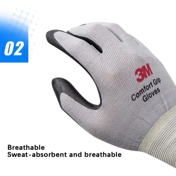 3M Gloves Anti-slip, Wear-resistant, Carrying, Work Nitrile Dipped Rubber Protective Gloves Breathable - Image 4