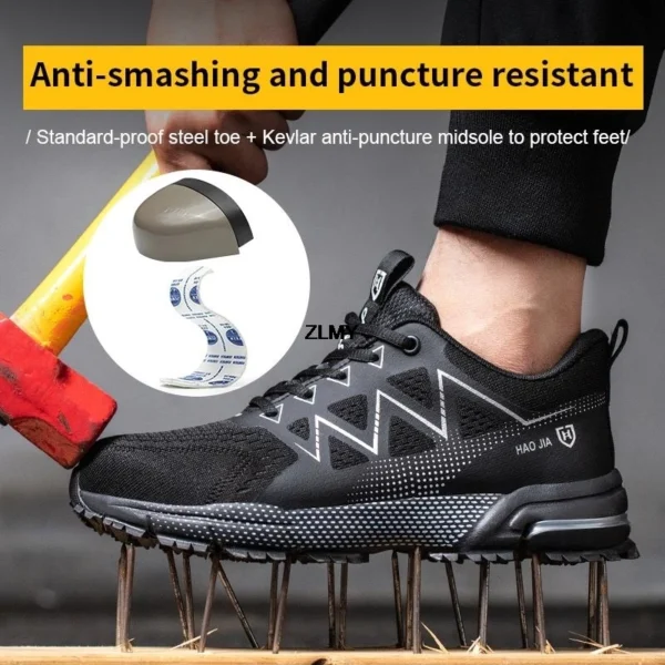 Anti-smash Safety Shoes Men Steel Toe Sneakers Puncture Proof Breathable Work Boots Man Fashion Construction Protective Footwear - Image 4