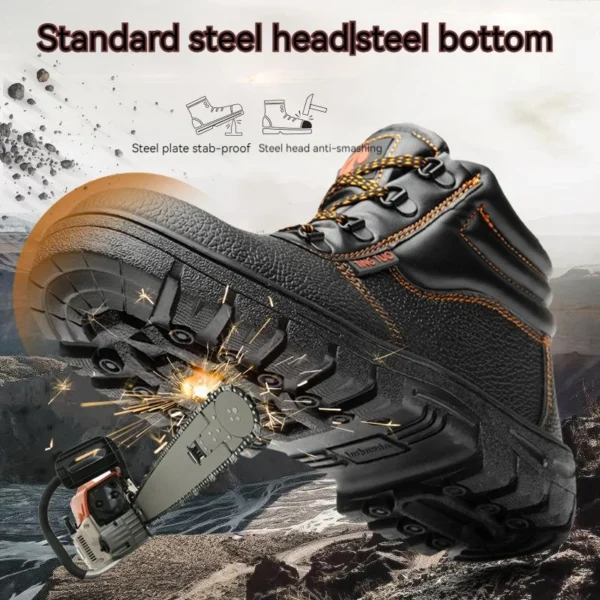Wear-resisting Men Work Safety Boots Anti-smash Anti-puncture Work Sneakers Waterproof Boots Indestructible Protective Work Boot - Image 3
