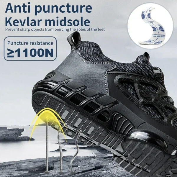 New Rotating Button Work Sneakers Safety Shoes Men Steel Toe Shoes Work Protective Men Boots Indestructible Shoes Puncture-Proof - Image 3