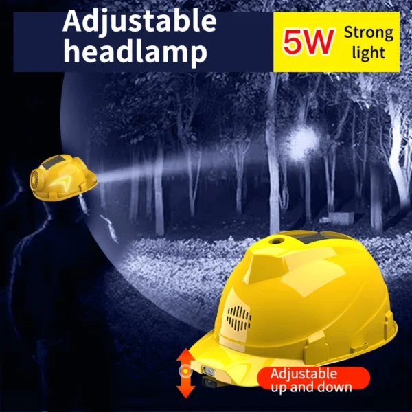 Solar Fan Construction Safety Helmet with 2 Fans Air Condition LED Headlight Rechargeable Battery Power Bank Solar Panel Vents - Image 3