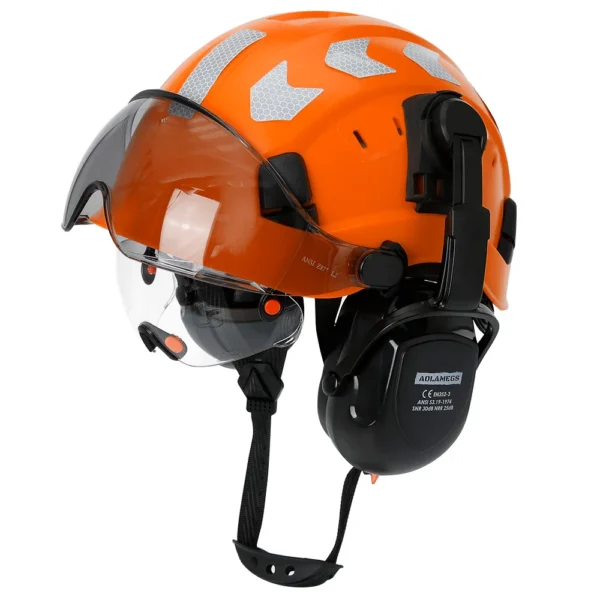 CE Construction Safety Helmet With Visor Built In Goggles Earmuffs Reflective Stickers For Engineer ABS Hard Hat ANSI Industrial - Image 7